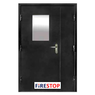 Противопожарная дверь FireStop 2ППД-2Р со стеклом двухстворчатая в Лахденпохья. Центр окон и дверей