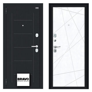 Входная дверь Bravo Граффити-5 Букле чёрное Snow Art в Лахденпохья. Центр окон и дверей
